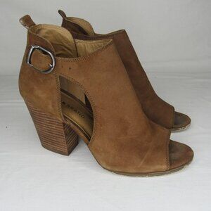 Lucky Brand Brown Leather Suede OONA Peep Toe Heel Bootie Women's 8.5